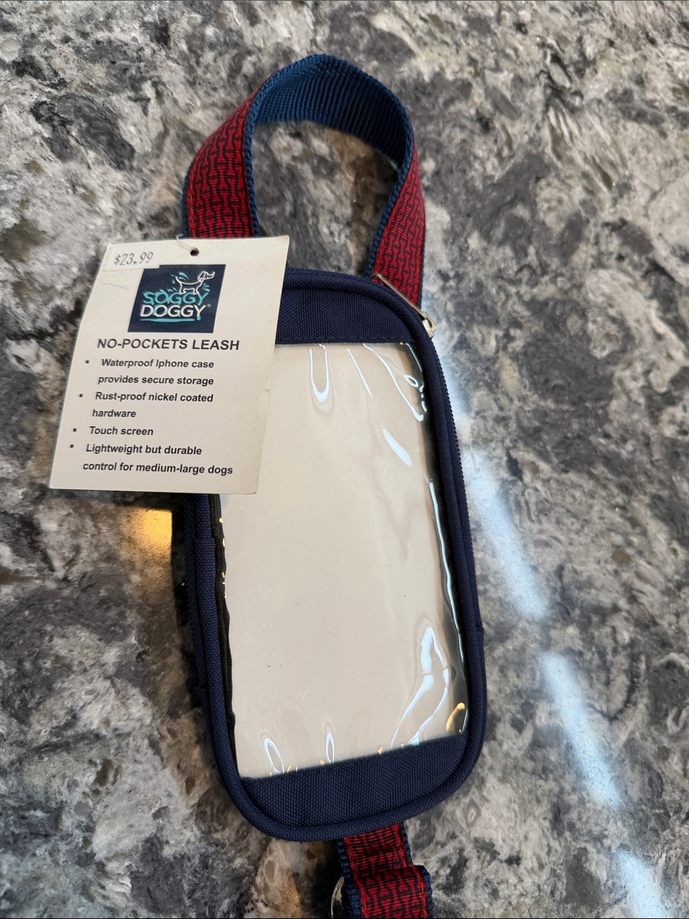 Navy No-Pockets Dog Leash Phone Pouch
